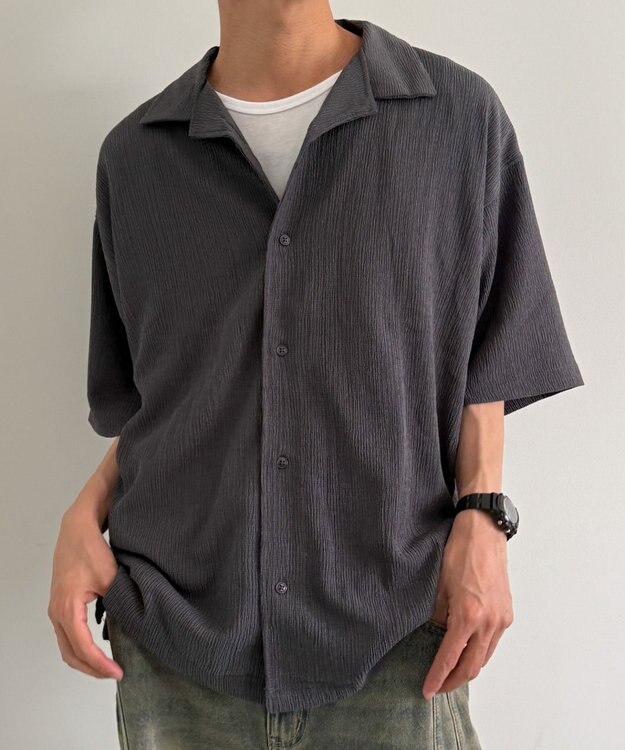 WEGO アンサンブルサッカーシャツ(SS) ブラック中濃色