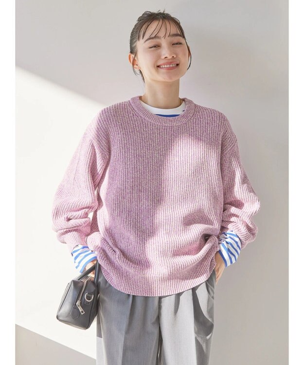 AMERICAN HOLIC 片畦クルーネックニットプルオーバー Pink