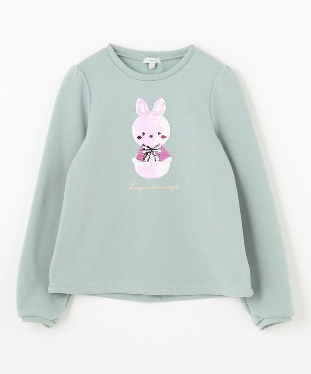 ANY KIDS 裏シャギーミラクルスパンコールトレーナー ミント（雪だるま×ウサギ）