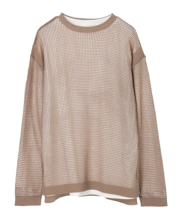 Green Parks ＳＥＴ２点ロンＴ＋メッシュニットプルオーバー Brown