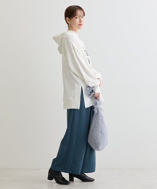 Green Parks 裏毛エンブレムパーカーチュニック Off White