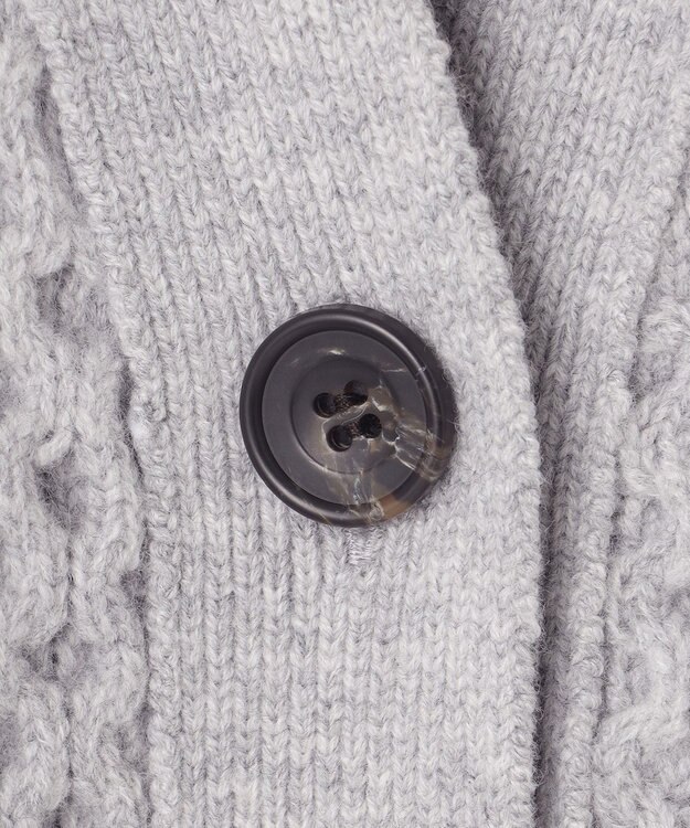 23区 【洗える】ウールカシミヤ アランパターン カーディガン ライトグレー系