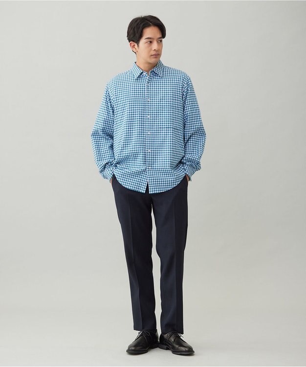 UNFILO MENS 【男女兼用】クリーンチェック ネルシャツ ブルーチェック