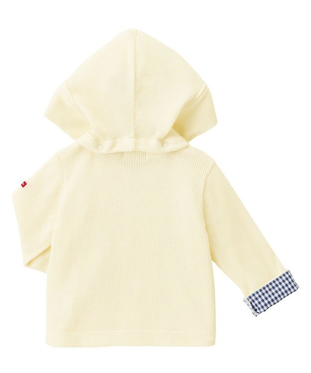 MIKI HOUSE HOT BISCUITS 【70-110cm】 顔ドン ワッフル素材 パーカー アイボリー