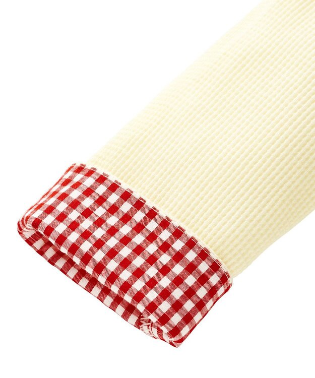 MIKI HOUSE HOT BISCUITS 【70-110cm】 顔ドン ワッフル素材 パーカー アイボリー