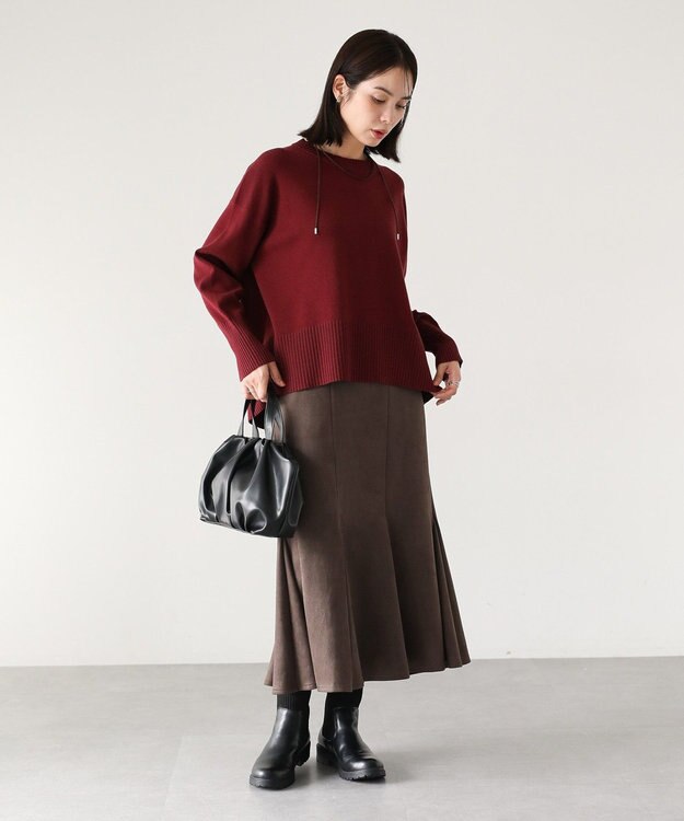 Green Parks なめらかタッチスウェード調マーメイドスカート Charcoal Gray