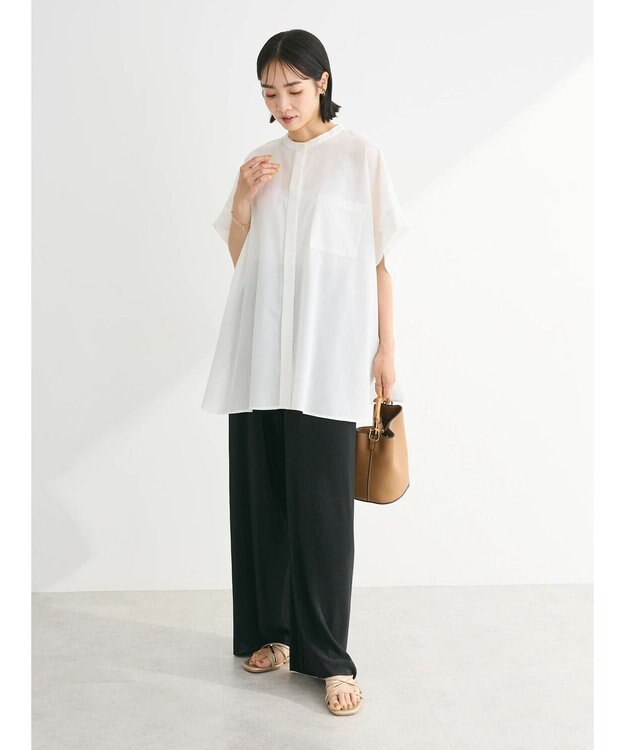 Green Parks 綿麻混ポンチョ風シャツ Off White