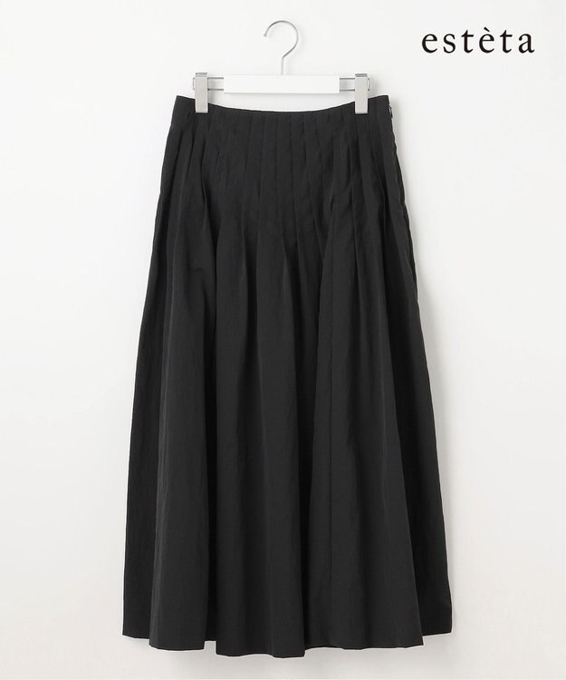 23区 【エステータ】エンシュクライト ピンタック フレアスカート ブラック系