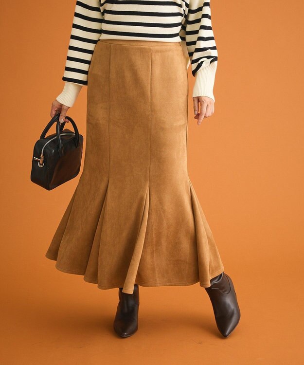 Green Parks なめらかタッチスウェード調マーメイドスカート Camel