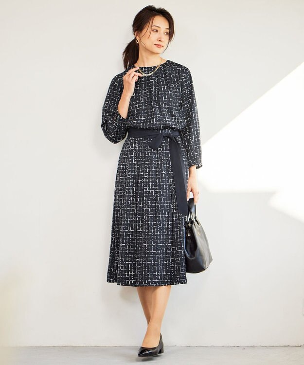 自由区 L 【セットアップ対応・洗える】スクラッチチェックプリント ブラウス ネイビー系5