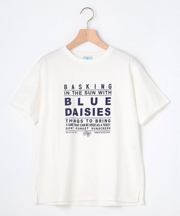 組曲 L ブルーデイジーロゴプリント Tシャツ アイボリー系8