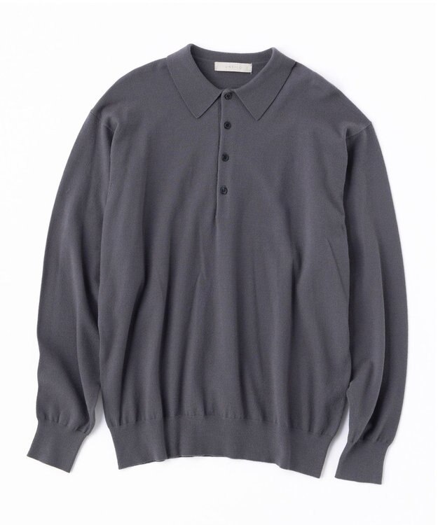 UNFILO MENS ライトウォーム ニットポロ チャコール