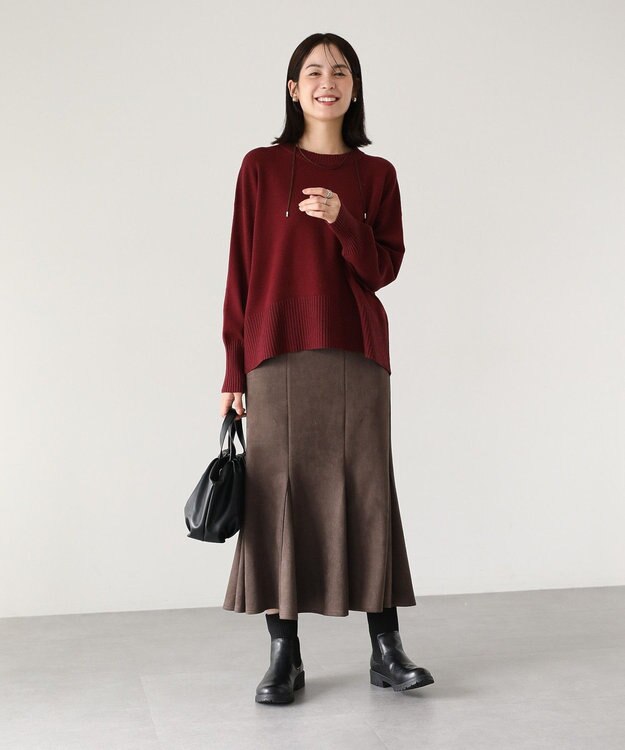 Green Parks なめらかタッチスウェード調マーメイドスカート Charcoal Gray