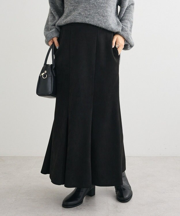 Green Parks なめらかタッチスウェード調マーメイドスカート Black