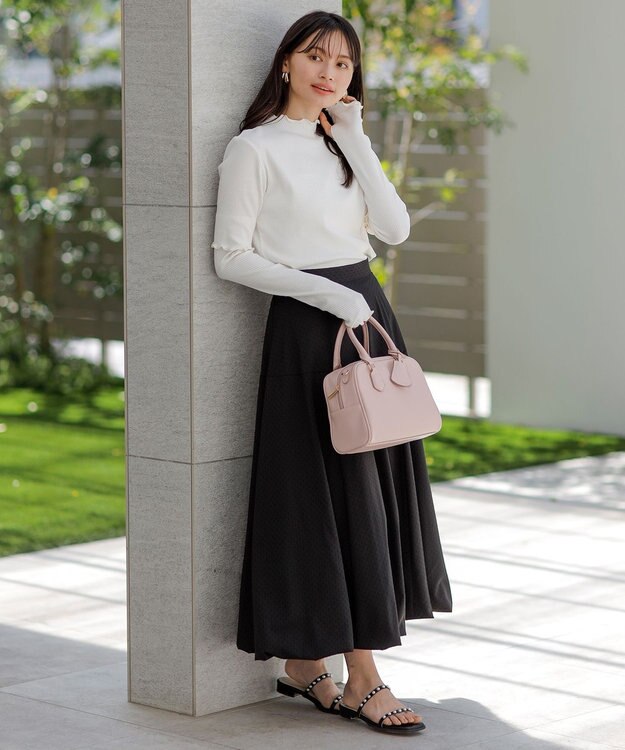 ANY SIS 【23.0~24.0cm】フェミニンフラット サンダル ブラック（フェイクパール）