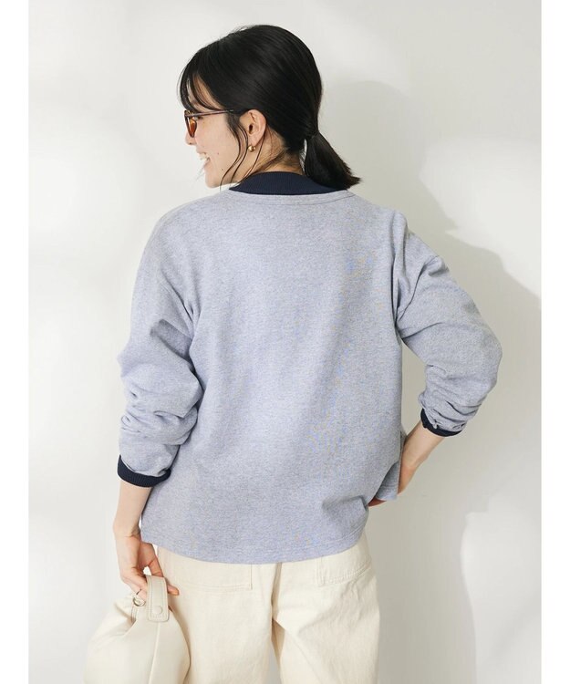 CRAFT STANDARD BOUTIQUE ウ゛ィンテージ風天竺　パール釦クルーカーデＬ／Ｓ Gray