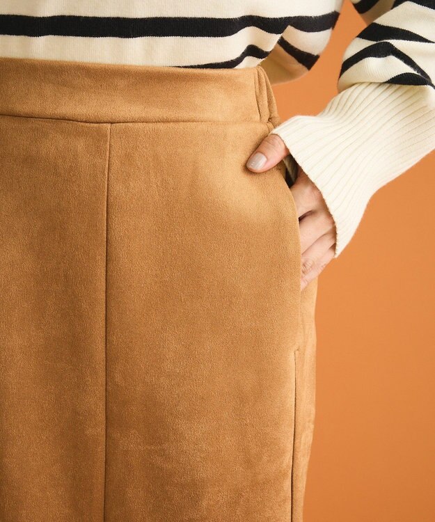Green Parks なめらかタッチスウェード調マーメイドスカート Camel