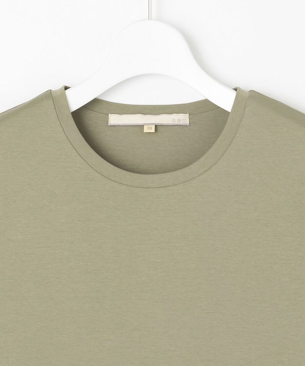 自由区 【洗える】リラックスジャージー クルーネックワンピース カーキ系