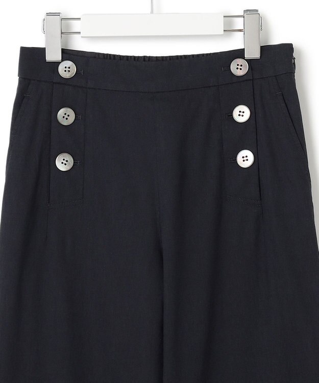 23区 【洗える】リネンヴィスコースストレッチ マリンパンツ ネイビー系