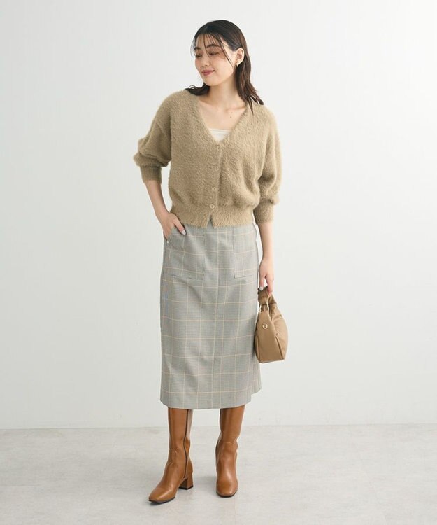 Green Parks きれいシルエットチェックＡラインスカート Black