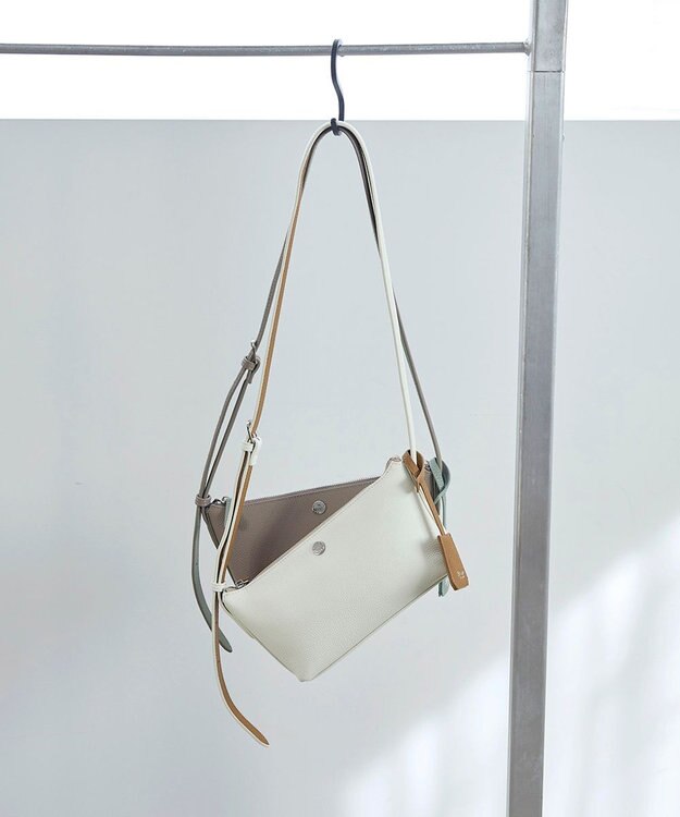 TOPKAPI 【Breath TOPKAPI】DUAL デュアル シュリンクレザー バイカラー ミニ ショルダーバッグ チャーム付き ホワイト