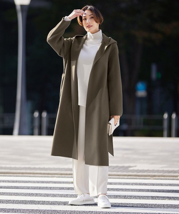 ICB ウールリバーフーデットコート アッシュカーキ系