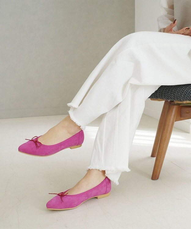 Pointer 日本製 本革大人女子のバレエシューズ ピンク(スエード)