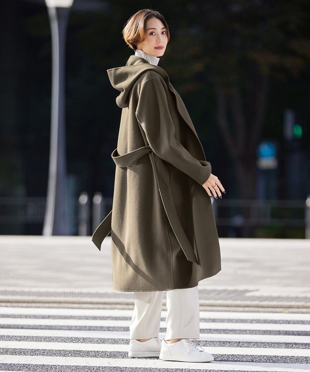 ICB ウールリバーフーデットコート アッシュカーキ系