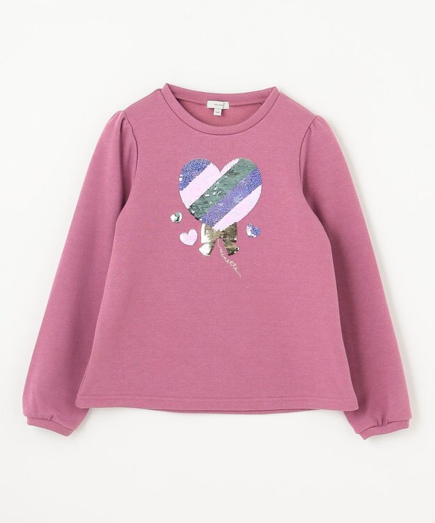 ANY KIDS 裏シャギーミラクルスパンコールトレーナー ローズピンク（ネコ×レインボー）