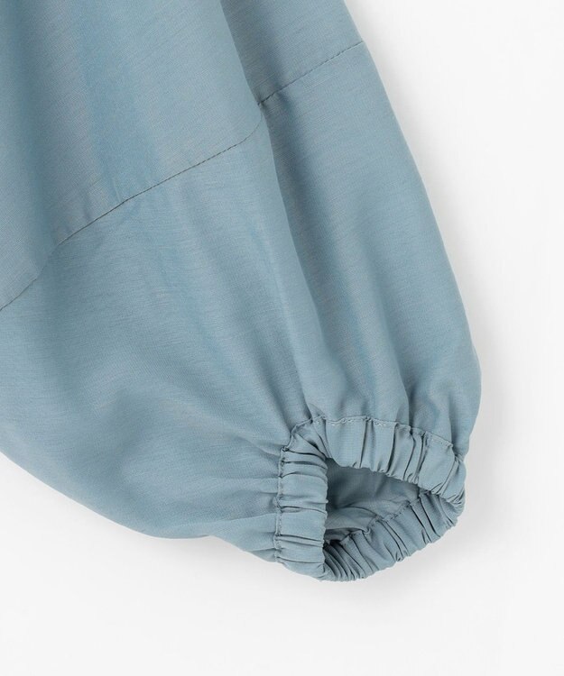 ANY シアーテックリネンギャザーブラウス ブルー