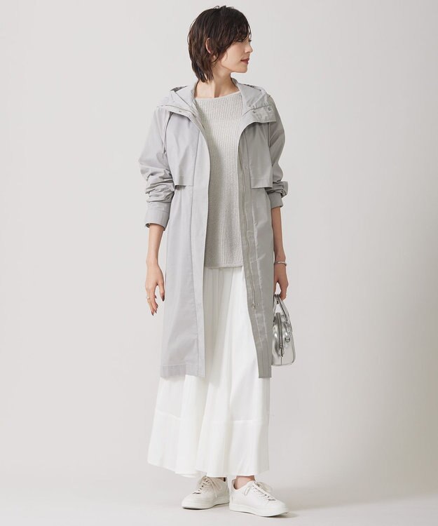 ICB 【撥水加工】 メモリーストレッチタフタ フーデットコート トープ系