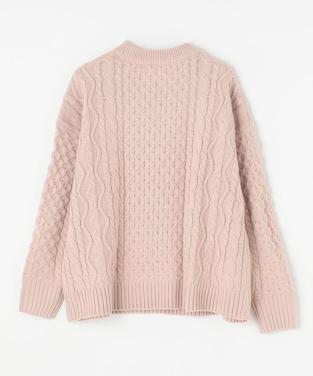 ANY L 【洗濯機可】ソフトタッチケーブルニット オールドローズ系