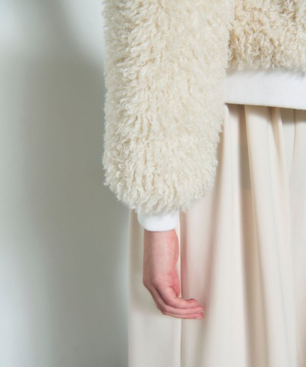 GRACE CONTINENTAL フェイクファーニットカーディガン ホワイト