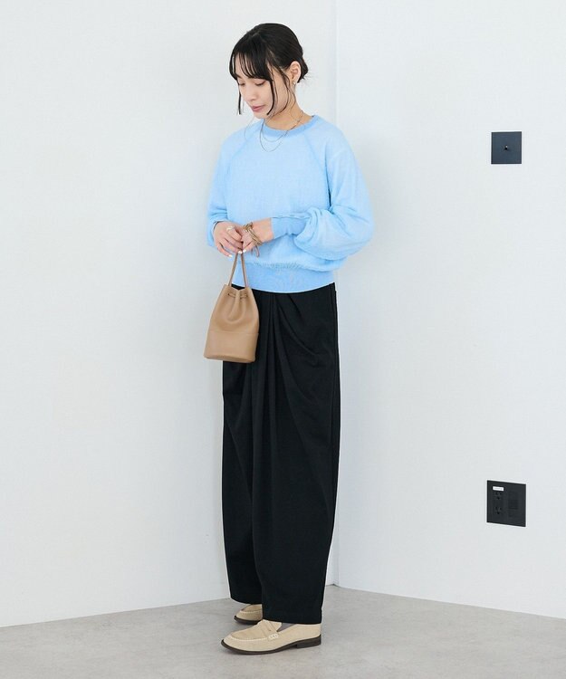 CRAFT STANDARD BOUTIQUE フロントタックドレープワイドパンツ Black