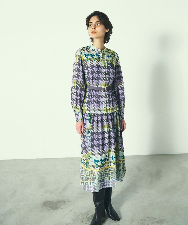 GRACE CONTINENTAL キカプリントティアードワンピース グリーン