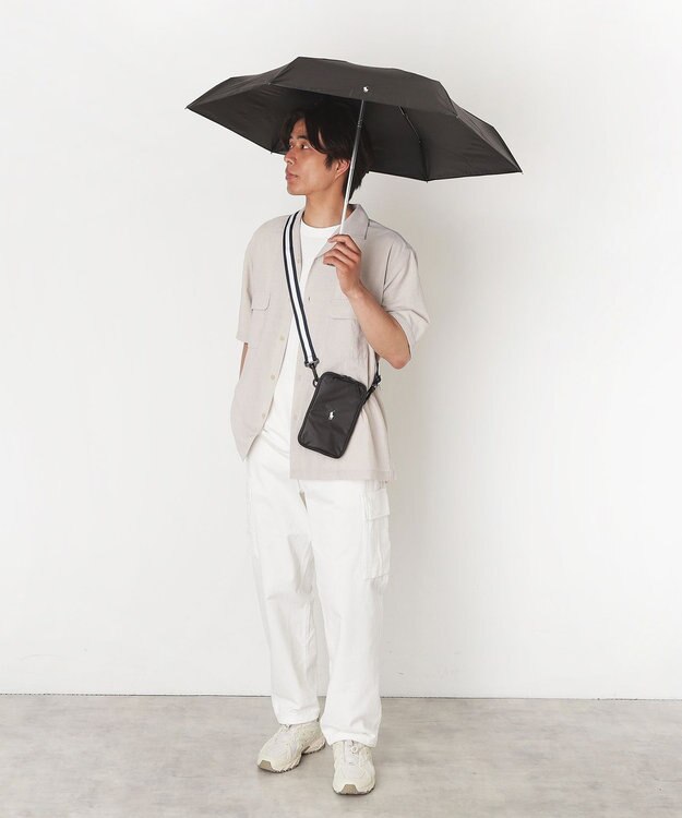MOONBAT 【WEB限定セット/UV遮蔽率100％】POLO RALPH LAUREN （ポロ ラルフローレン）サコッシュ付き 晴雨兼用 折りたたみ傘 ポロポニー ブラック