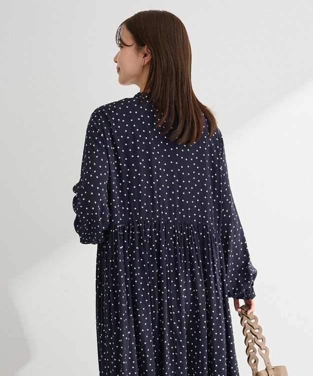 Green Parks スキッパーギャザーワンピース Dot