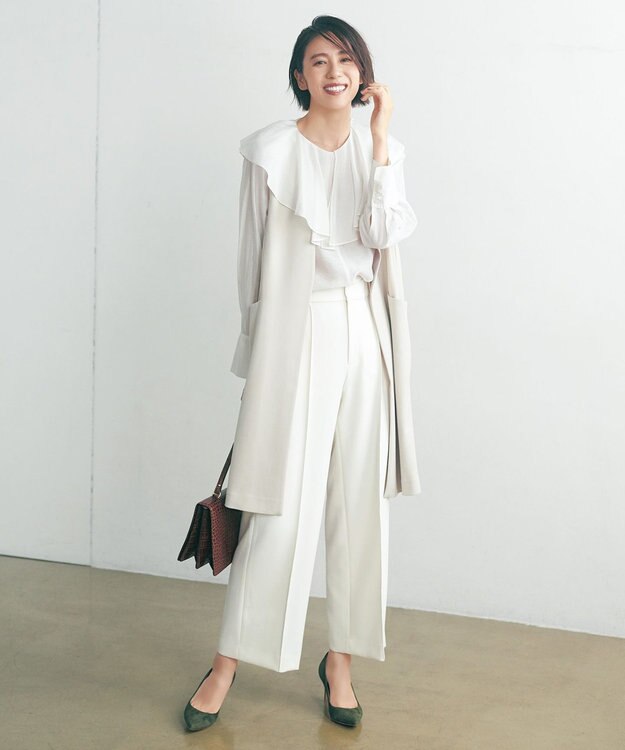 UNFILO イージーケア ラッフルカラー ブラウス オフ