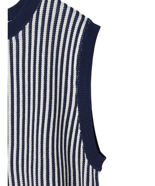 Green Parks ストライプドロストベスト Navy