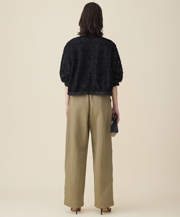 自由区 L 【17号サイズまで展開】テープエンブロイダリー ブルゾン ブラック