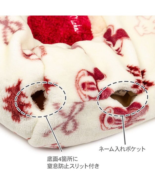 PET PARADISE ディズニー ミッキーマウス 筒型 寝袋 《ニット柄》Ｓ ホワイト×レッド