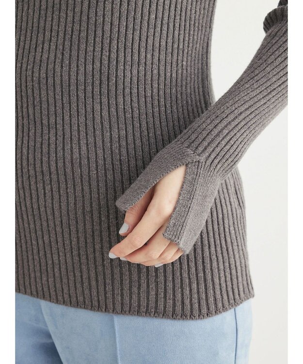 Green Parks ・Ｐｅｔｉｔ　Ｆｌｅｕｒ　ボトルネックリブニット Charcoal Gray