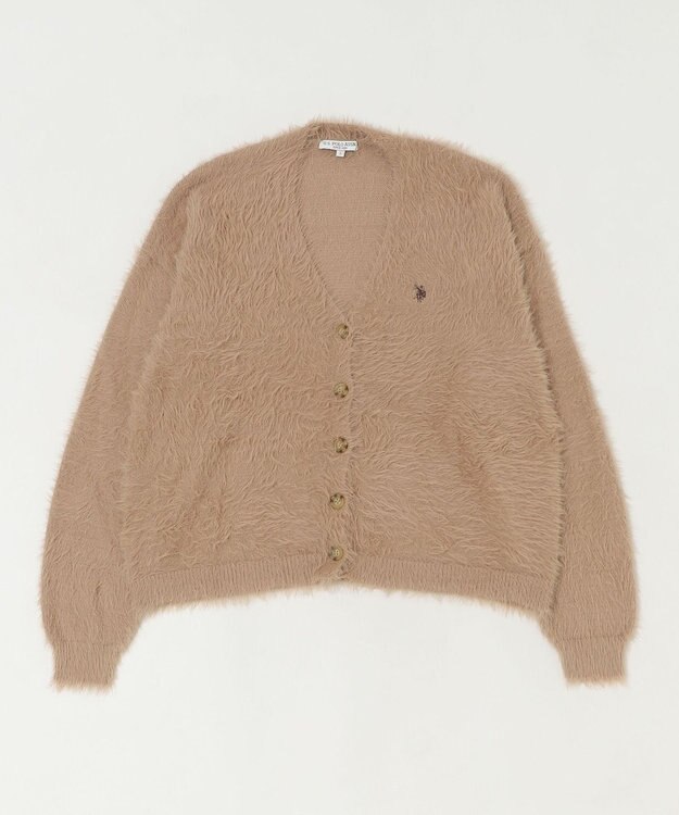 WEGO 【25年秋冬新作/WEB限定】別注USPOLOシャギーニットカーデ ベージュ