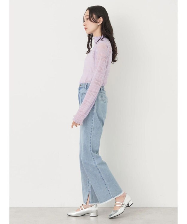 earth music&ecology ジャガードシャーリングシアートップス Lavender