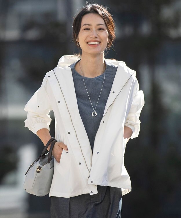 J.PRESS LADIES L 【洗える・撥水】マイクロタフタ フーデッド ショート コート アイボリー系