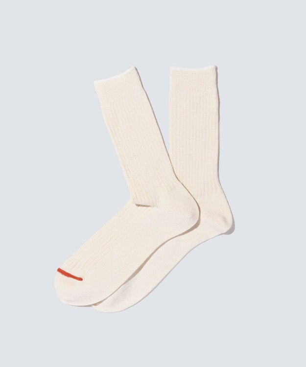 WHITE MAILS PAPER RIB CREW SOCKS ソックス オフホワイト