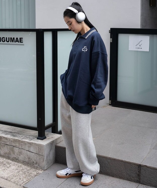 WEGO 【ユニセックス着用ITEM/MLサイズ展開】モチーフロゴポロスウェット ネイビー