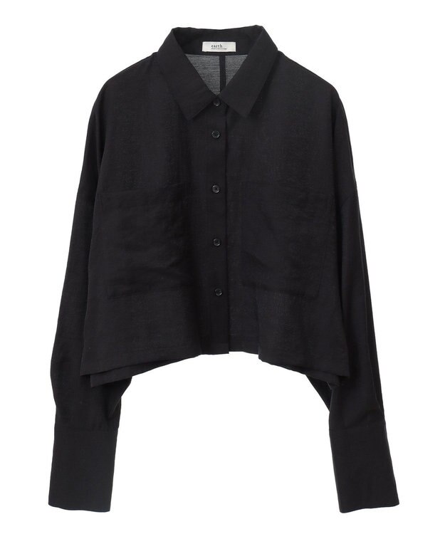 earth music&ecology Ｗポケットショートシャツ Black