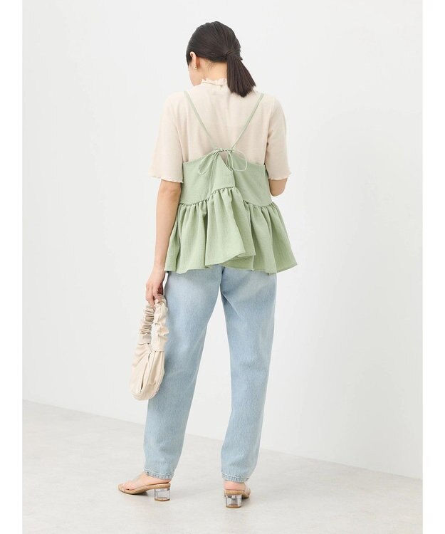 earth music&ecology ＳＥＴ２点ジャガードビスチェ＋リブプルオーバー Mint