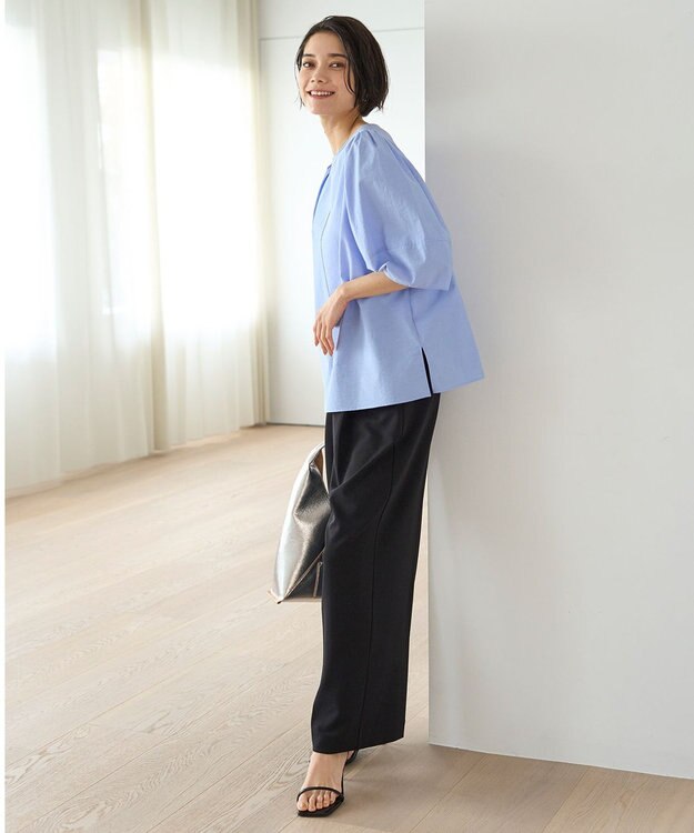 UNFILO 【11サイズ展開】 BEAUTY MOVE タックワイドパンツ ブラック